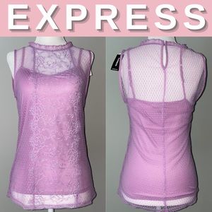 NEW Express Floral Lace High Neck Tank; S